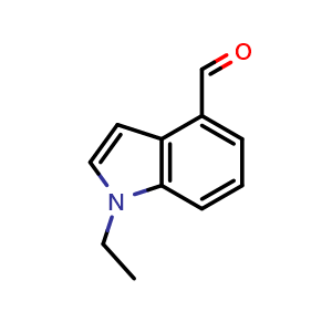 Chemical structure of 1-ethyl-1H-indole-4-carbaldehyde , CAS 894852-86-9, AChemBlock S73277