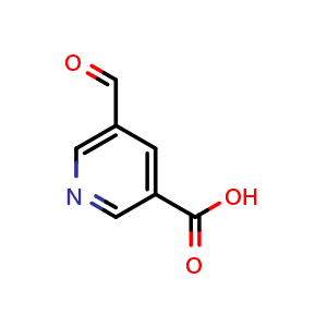 Chemical structure of 5-formylpyridine-3-carboxylic acid , CAS 893723-55-2, AChemBlock S73290