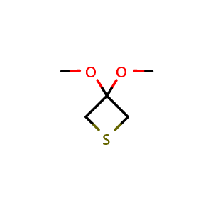 Chemical structure of 3,3-dimethoxythietane , CAS 89280-54-6, AChemBlock S73305