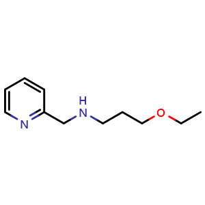 Chemical structure of (3-ethoxypropyl)[(pyridin-2-yl)methyl]amine , CAS 892592-00-6, AChemBlock S73307