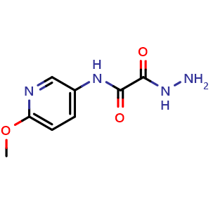Chemical structure of 1-(hydrazinecarbonyl)-N-(6-methoxypyridin-3-yl)formamide , CAS 892491-87-1, AChemBlock S73308