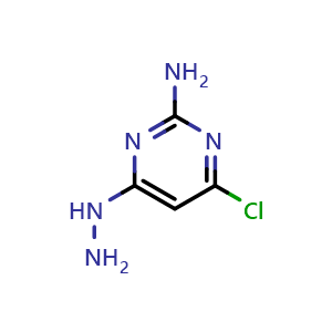 Chemical structure of 4-chloro-6-hydrazinylpyrimidin-2-amine , CAS 89124-04-9, AChemBlock S73317