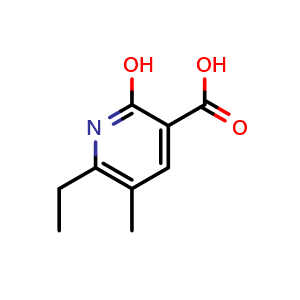 Chemical structure of 6-ethyl-2-hydroxy-5-methylpyridine-3-carboxylic acid , CAS 889939-68-8, AChemBlock S73333