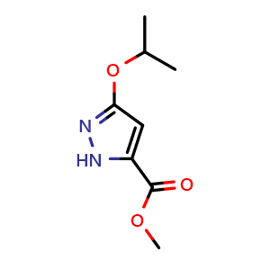 Chemical structure of methyl 3-(propan-2-yloxy)-1H-pyrazole-5-carboxylate , CAS 888738-50-9, AChemBlock S73338
