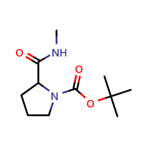 Chemical structure of tert-butyl 2-(methylcarbamoyl)pyrrolidine-1-carboxylate , CAS 88815-87-6, AChemBlock S73343