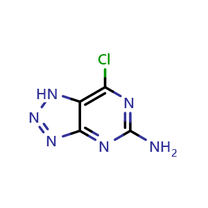 Chemical structure of 7-chloro-1H-[1,2,3]triazolo[4,5-d]pyrimidin-5-amine , CAS 88780-84-1, AChemBlock S73348