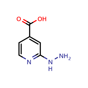 Chemical structure of 2-hydrazinopyridine-4-carboxylic acid , CAS 887589-25-5, AChemBlock S73355