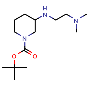Chemical structure of tert-butyl 3-{[2-(dimethylamino)ethyl]amino}piperidine-1-carboxylate , CAS 887588-48-9, AChemBlock S73357
