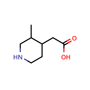 Chemical structure of 2-(3-methylpiperidin-4-yl)acetic acid , CAS 887587-24-8, AChemBlock S73360
