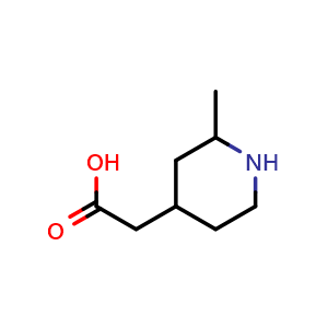 Chemical structure of 2-(2-methylpiperidin-4-yl)acetic acid , CAS 887587-19-1, AChemBlock S73361