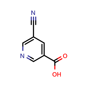 Chemical structure of 5-cyanopyridine-3-carboxylic acid , CAS 887579-62-6, AChemBlock S73362