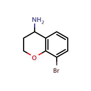Chemical structure of 8-bromochroman-4-amine , CAS 886762-91-0, AChemBlock S73378
