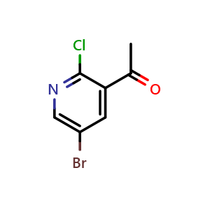 Chemical structure of 1-(5-bromo-2-chloropyridin-3-yl)ethan-1-one , CAS 886365-47-5, AChemBlock S73384