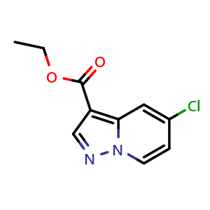 Chemical structure of ethyl 5-chloropyrazolo[1,5-a]pyridine-3-carboxylate , CAS 886364-13-2, AChemBlock S73385