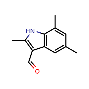 Chemical structure of 2,5,7-trimethyl-1H-indole-3-carbaldehyde , CAS 88611-38-5, AChemBlock S73390
