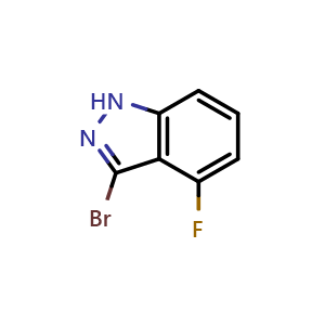 Chemical structure of 3-bromo-4-fluoro-1H-indazole , CAS 885521-60-8, AChemBlock S73398