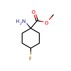 Chemical structure of methyl 1-amino-4-fluoro-cyclohexanecarboxylate , CAS 885498-57-7, AChemBlock S73414