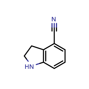 Chemical structure of 2,3-dihydro-1H-indole-4-carbonitrile , CAS 885278-80-8, AChemBlock S73424