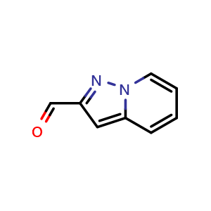 Chemical structure of pyrazolo[1,5-a]pyridine-2-carbaldehyde , CAS 885275-10-5, AChemBlock S73435