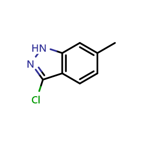 Chemical structure of 3-chloro-6-methyl-1H-indazole , CAS 885271-60-3, AChemBlock S73441