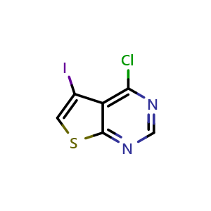 Chemical structure of 4-chloro-5-iodothieno[2,3-d]pyrimidine , CAS 885229-27-6, AChemBlock S73447
