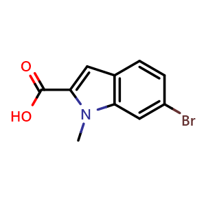 Chemical structure of 6-bromo-1-methyl-1H-indole-2-carboxylic acid , CAS 885121-33-5, AChemBlock S73452