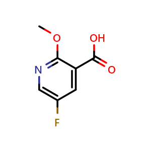 Chemical structure of 5-fluoro-2-methoxypyridine-3-carboxylic acid , CAS 884494-82-0, AChemBlock S73466