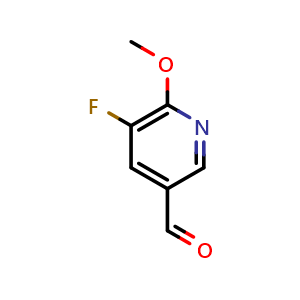 Chemical structure of 5-fluoro-6-methoxypyridine-3-carbaldehyde , CAS 884494-73-9, AChemBlock S73467