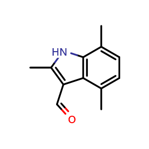Chemical structure of 2,4,7-trimethyl-1H-indole-3-carbaldehyde , CAS 883547-98-6, AChemBlock S73475