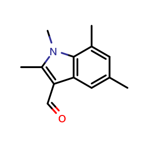 Chemical structure of 1,2,5,7-tetramethyl-1H-indole-3-carbaldehyde , CAS 883547-21-5, AChemBlock S73477