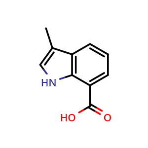 Chemical structure of 3-methyl-1H-indole-7-carboxylic acid , CAS 882855-85-8, AChemBlock S73500