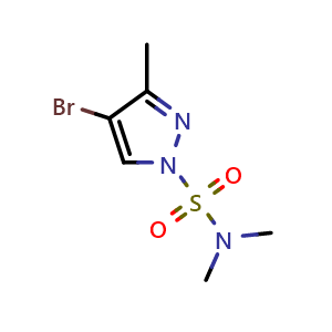 Chemical structure of 4-bromo-N,N,3-trimethyl-1H-pyrazole-1-sulfonamide , CAS 882689-55-6, AChemBlock S73501