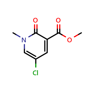 Chemical structure of methyl 5-chloro-1-methyl-2-oxo-pyridine-3-carboxylate , CAS 882679-04-1, AChemBlock S73502