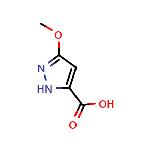 Chemical structure of 3-methoxy-1H-pyrazole-5-carboxylic acid , CAS 881693-06-7, AChemBlock S73510