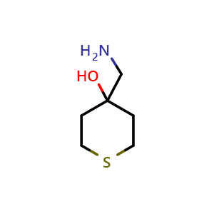 Chemical structure of 4-(aminomethyl)thian-4-ol , CAS 879514-92-8, AChemBlock S73522