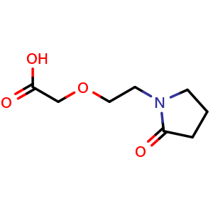 Chemical structure of 2-[2-(2-oxopyrrolidin-1-yl)ethoxy]acetic acid , CAS 878447-60-0, AChemBlock S73530