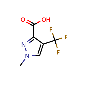 Chemical structure of 1-methyl-4-(trifluoromethyl)-1H-pyrazole-3-carboxylic acid , CAS 878204-61-6, AChemBlock S73538