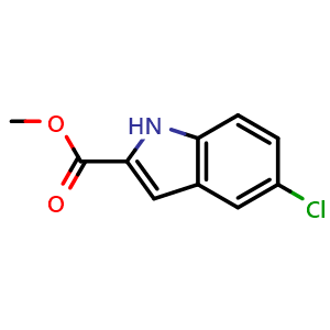 Chemical structure of Methyl 5-chloro-1H-indole-2-carboxylate , CAS 87802-11-7, AChemBlock S73541