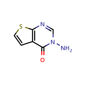 Chemical structure of 3-amino-3H,4H-thieno[2,3-d]pyrimidin-4-one , CAS 877825-67-7, AChemBlock S73544