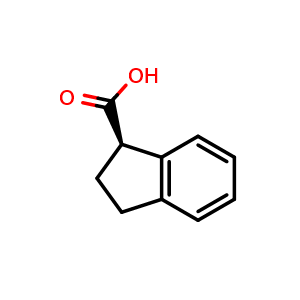 Chemical structure of (1R)-indane-1-carboxylic acid , CAS 877-01-0, AChemBlock S73551