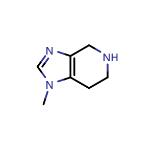 Chemical structure of 1-methyl-1H,4H,5H,6H,7H-imidazo[4,5-c]pyridine , CAS 87673-88-9, AChemBlock S73559