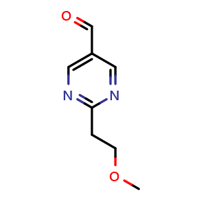 Chemical structure of 2-(2-methoxyethyl)pyrimidine-5-carbaldehyde , CAS 876717-41-8, AChemBlock S73562