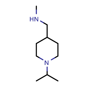 Chemical structure of methyl({[1-(propan-2-yl)piperidin-4-yl]methyl})amine , CAS 876716-04-0, AChemBlock S73568