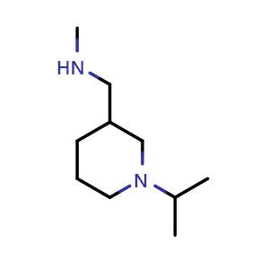 Chemical structure of methyl({[1-(propan-2-yl)piperidin-3-yl]methyl})amine , CAS 876716-01-7, AChemBlock S73569