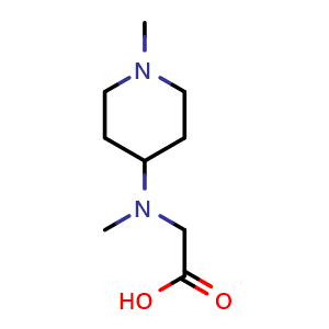 Chemical structure of 2-[methyl(1-methylpiperidin-4-yl)amino]acetic acid , CAS 876710-43-9, AChemBlock S73574