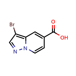 Chemical structure of 3-bromopyrazolo[1,5-a]pyridine-5-carboxylic acid , CAS 876379-79-2, AChemBlock S73578