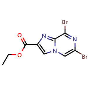 Chemical structure of ethyl 6,8-dibromoimidazo[1,2-a]pyrazine-2-carboxylate , CAS 87597-21-5, AChemBlock S73588
