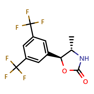 Chemical structure of (4S,5S)-5-[3,5-bis(trifluoromethyl)phenyl]-4-methyl-1,3-oxazolidin-2-one , CAS 875444-06-7, AChemBlock S73592