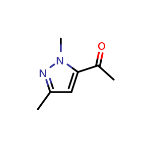 Chemical structure of 1-(1,3-dimethyl-1H-pyrazol-5-yl)ethan-1-one , CAS 87375-38-0, AChemBlock S73606
