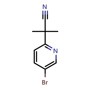 Chemical structure of 2-(5-bromo-2-pyridyl)-2-methyl-propanenitrile , CAS 871239-58-6, AChemBlock S73631
